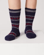 teget sa šarom ručno pletene vunene čarape - ručno pleteni proizvodi od vune - wool art