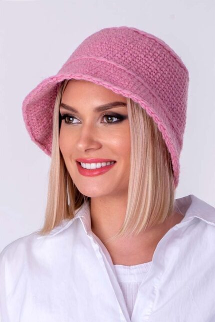 baby roze bucket kapa vunena ženska - ručno pleteni proizvodi od vune - wool art